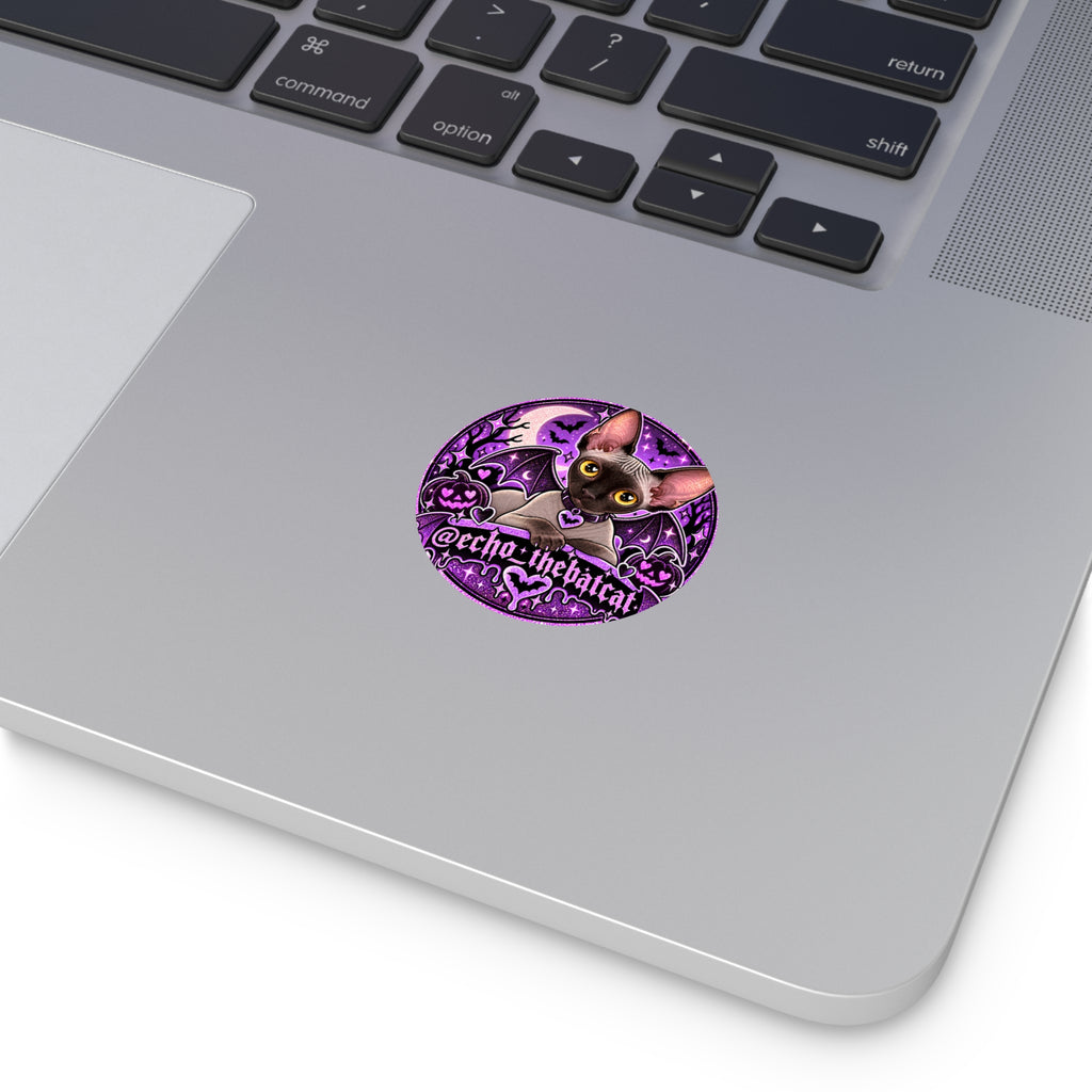 I MET ECHO THE BAT CAT ROUND VINYL STICKER