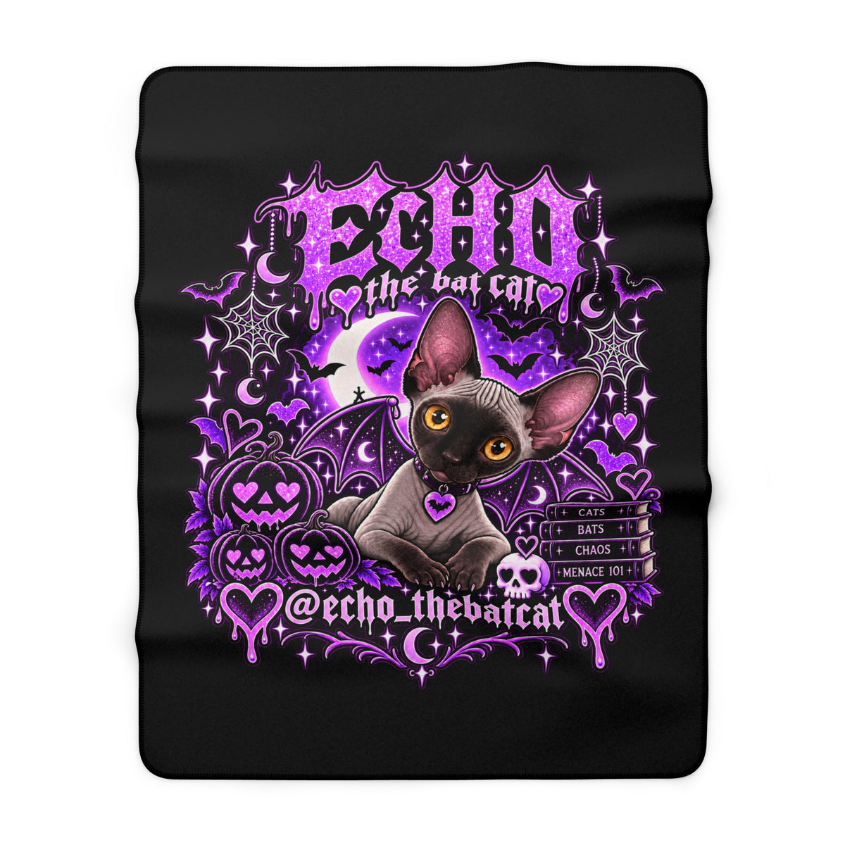 ECHO THE BAT CAT SHERPA FLEECE BLANKET